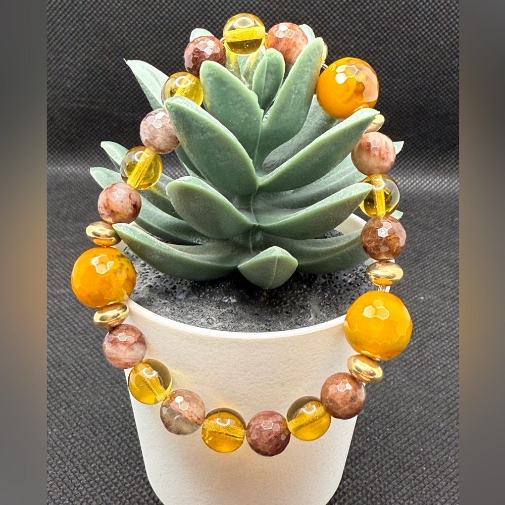 Golden Honey Jasper Stretch Bracelet – Earthy Boho Chic Jewelry